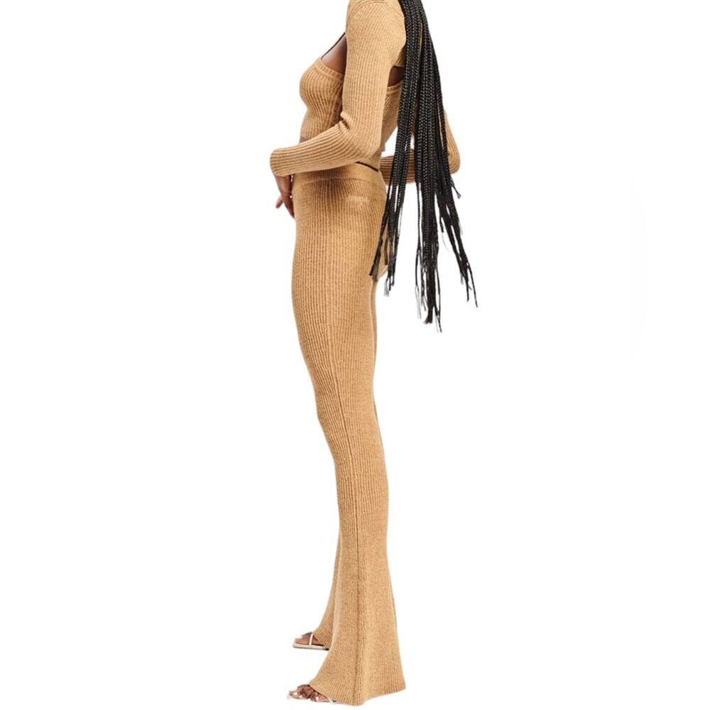 NWT SER•O•YA Brown London Pants Knit‎ Flare High Rise Slight V Waist Size Large - Picture 3 of 15